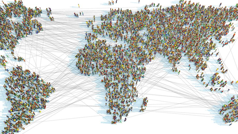 visualization of a connected world map