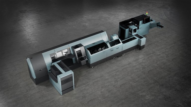Overhead view of the BPS M7 machine by G+D, showcasing its various components