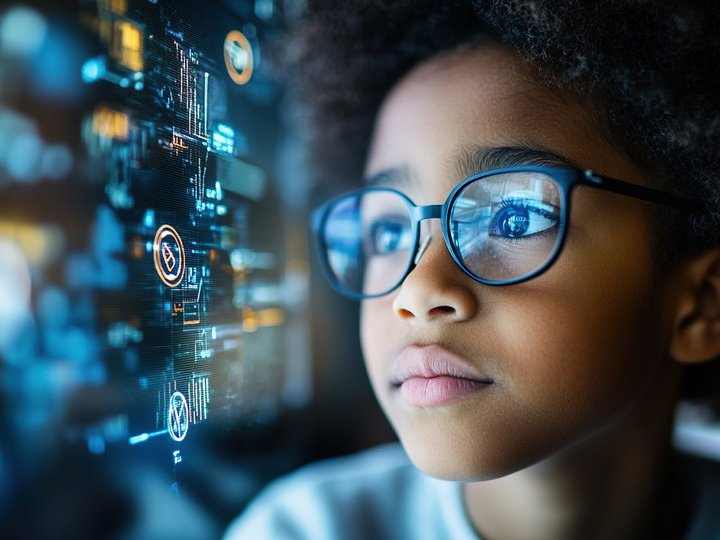 A student using AI-powered digital education tools for personalized learning