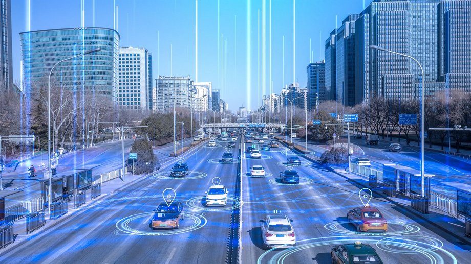 city car traffic styled with digital animations