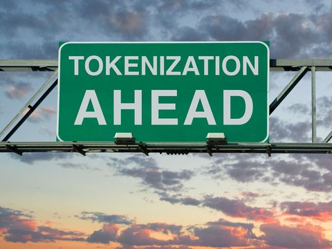  Traffic sign with the inscription tokenization ahead