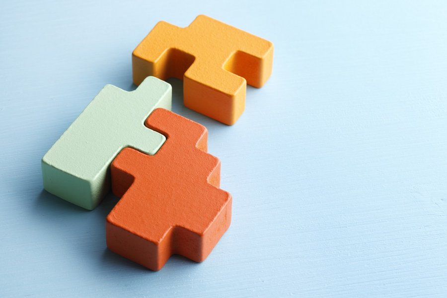 Puzzle made of colored wood