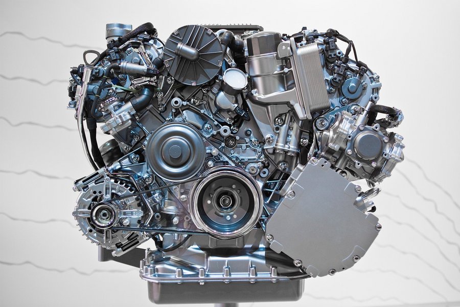 Complex component made of metal with many lines and a drive