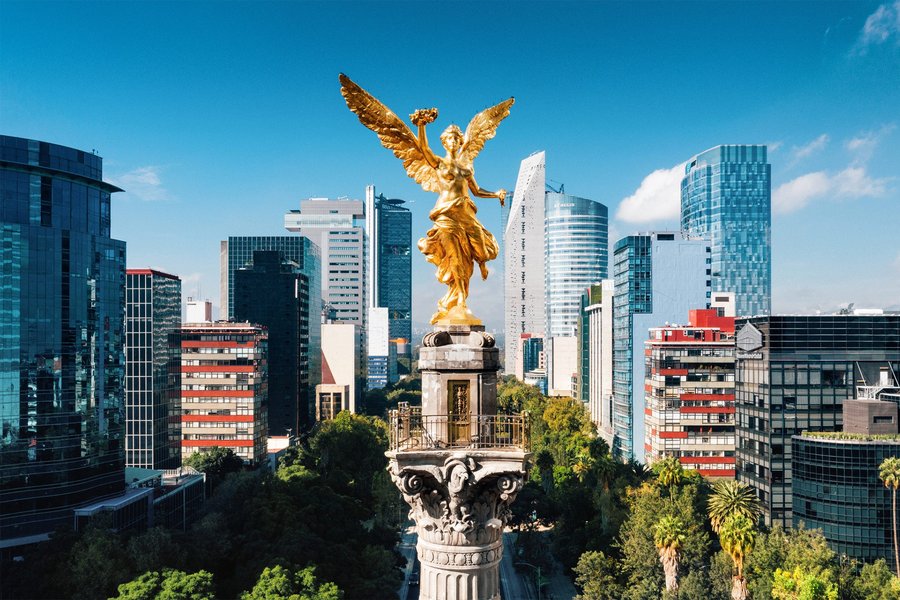 Aerial view of Independence Monument Mexico City symbolizing the Voting ID cards.