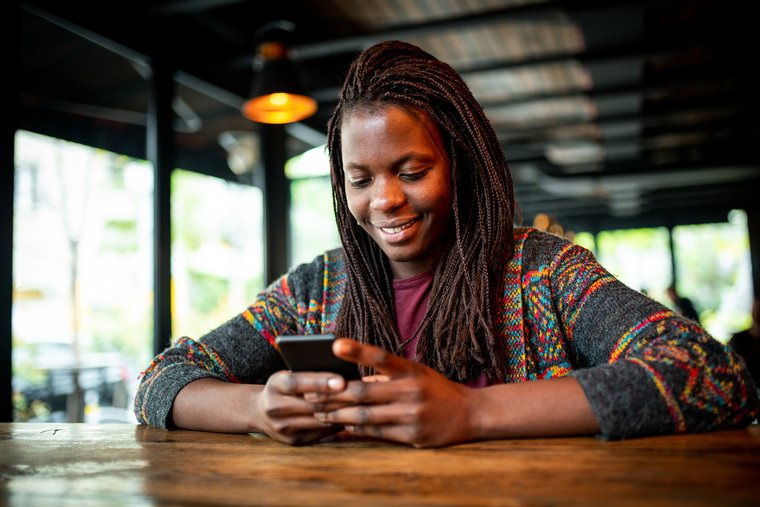 Woman using her mobile phone