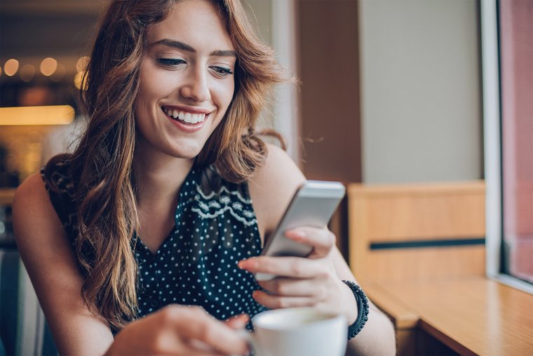 Woman checking her mobile