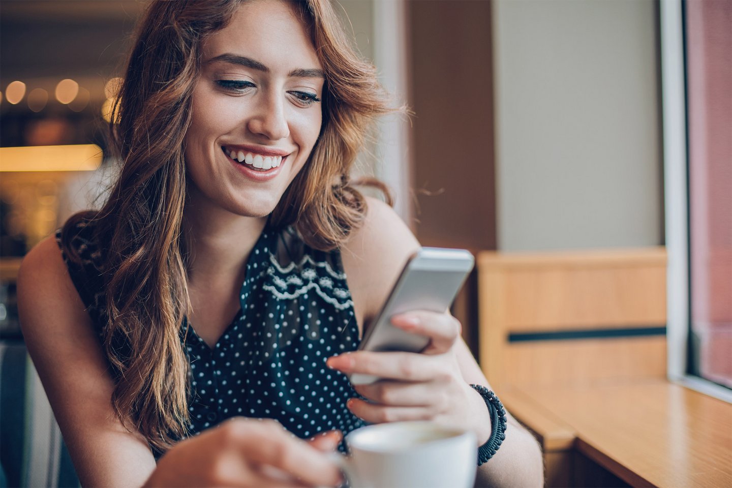 Woman checking her mobile