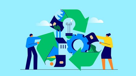 Card recycling services header with recycle symbol