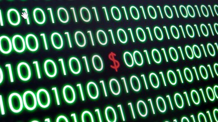 A digital display board with zeros and ones