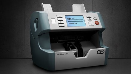 Banknote processing system ProNote® 130, which is a compact and easy-to-use banknote counter designed for small retailers and bank branches