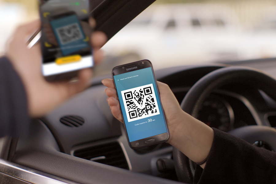 Mobile driver’s license shown from a car